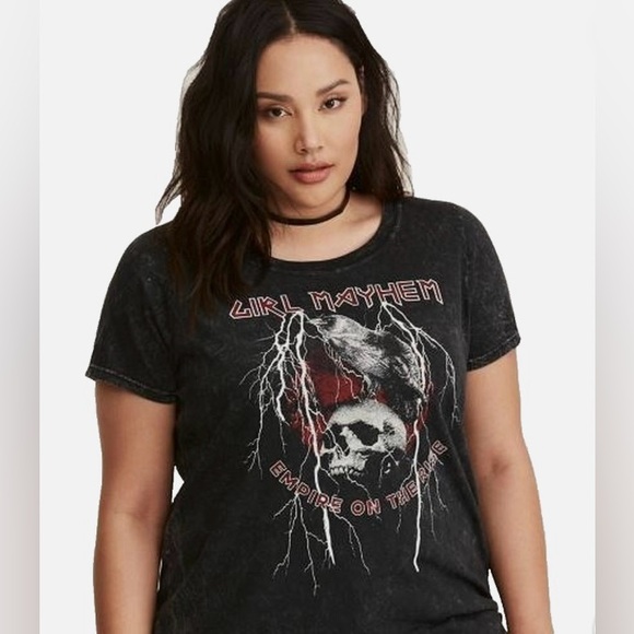 torrid Tops - TORRID Girl Mayhem Empire on the Rise Black Mineral Skull T-Shirt 🌴